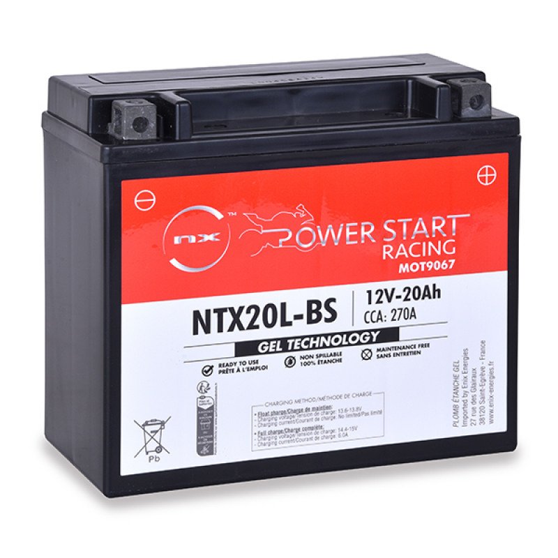 Batería moto Gel NTX20L-BS / YTX20L-BS 12V 20Ah